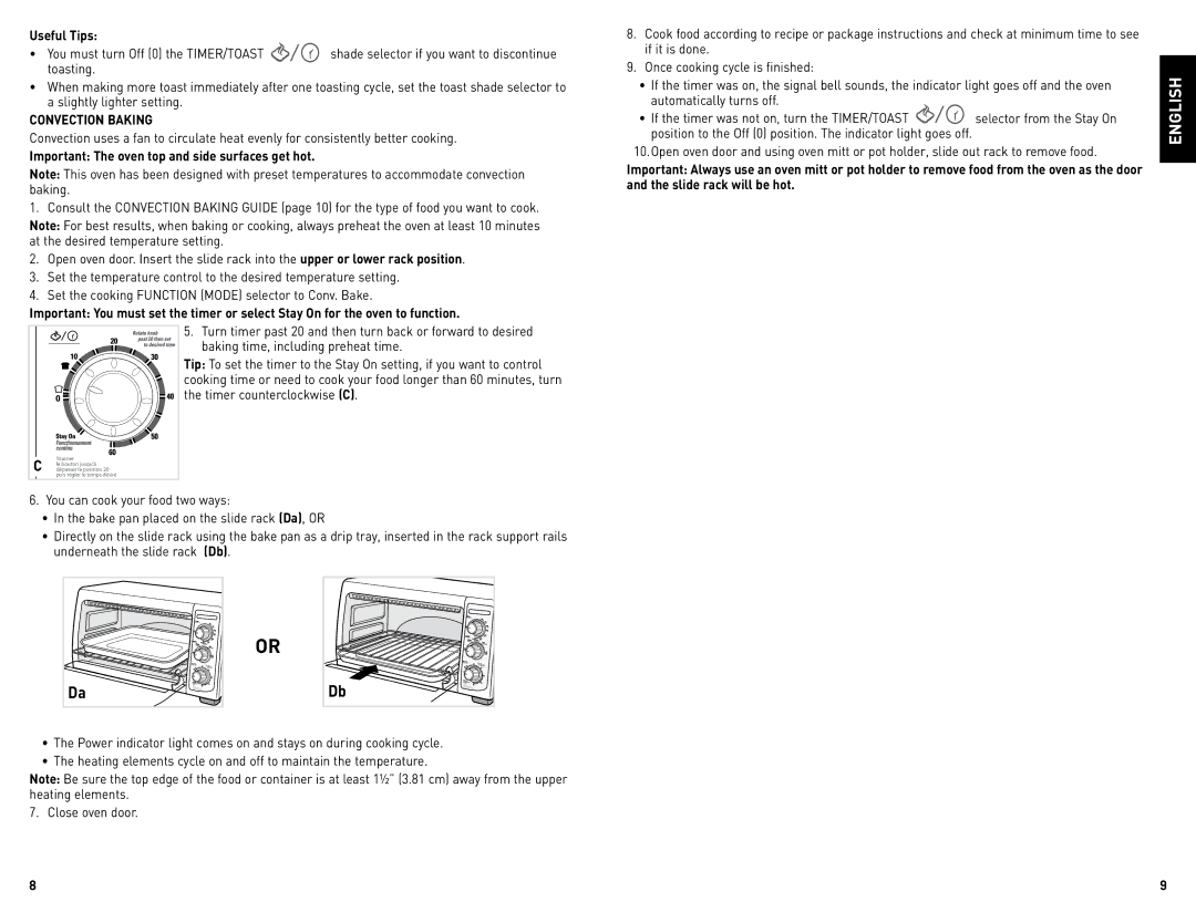 Black & Decker TRO4075BDC manual Convection Baking 