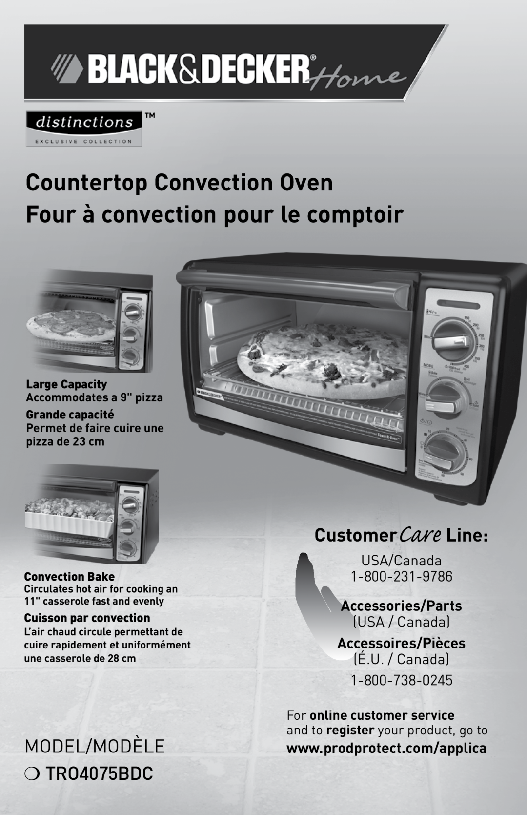 Black & Decker manual Countertop Convection Oven, Four à convection pour le comptoir, Model/ModÈle TRO4075BDC 