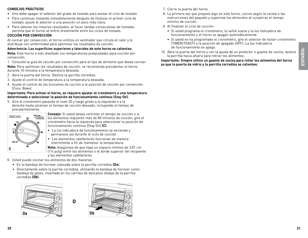 Black & Decker TRO4085 manual Consejos Prácticos, Cocción POR Convección 