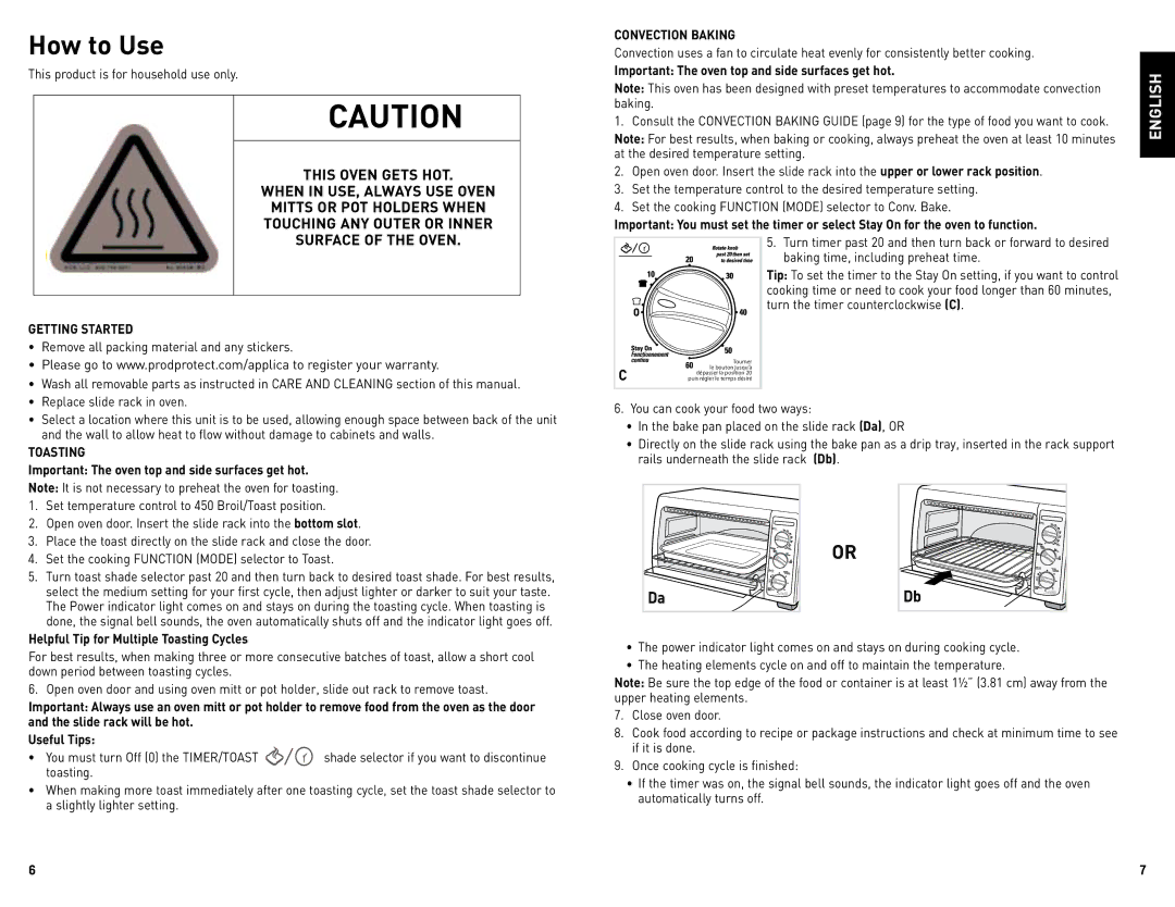 Black & Decker TRO4085C manual Mitts or POT Holders When, Touching ANY Outer or Inner, Surface of the Oven 