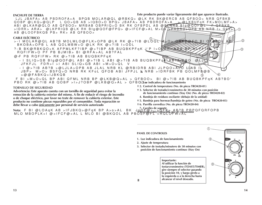 Black & Decker TRO420 manual Enchufe DE Tierra, Cable Eléctrico 