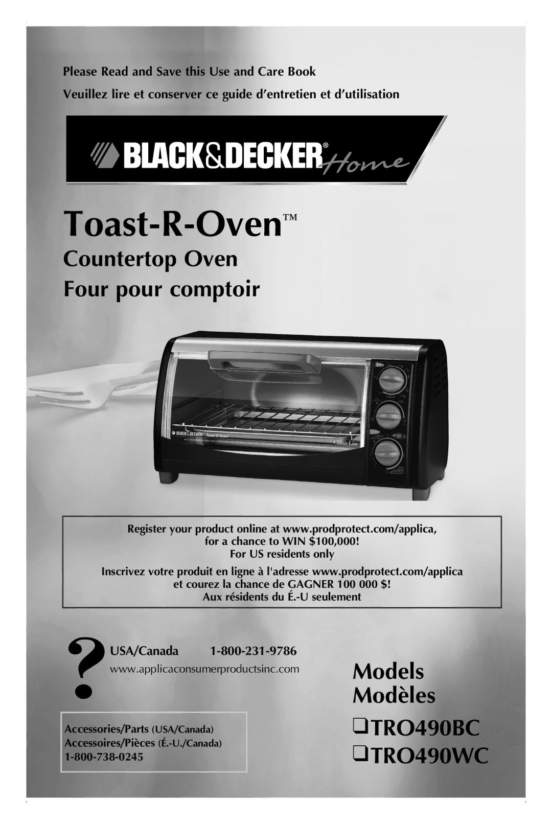 Black & Decker manual Countertop Oven Four pour comptoir, Models Modèles TRO490BC TRO490WC 