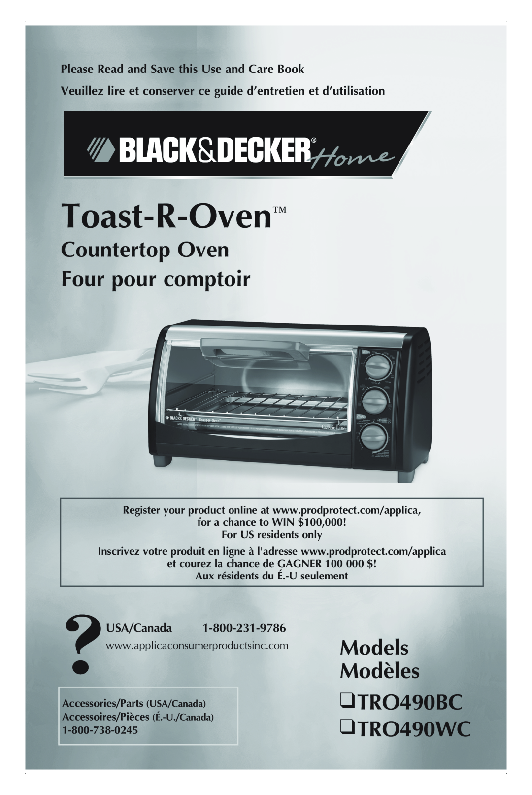 Black & Decker manual Countertop Oven Four pour comptoir, Models Modèles TRO490BC TRO490WC, Toast-R-Oven, USA/Canada 