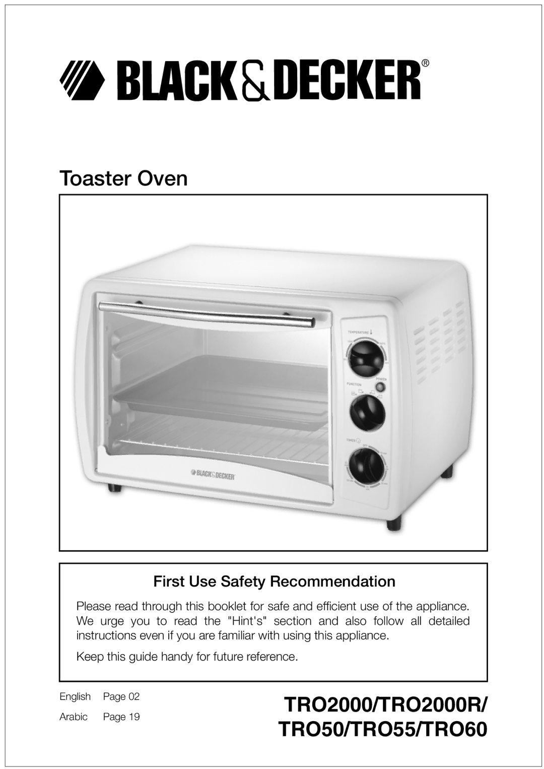 Black & Decker TRO2000R, TRO55, TRO50, TRO60 manual Toaster Oven 