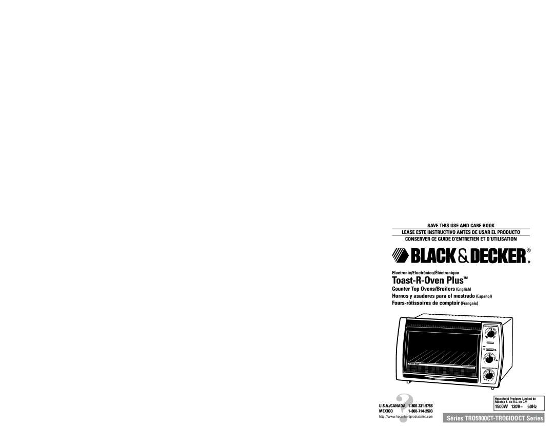 Black & Decker TRO6100CT warranty Counter Top Ovens/Broilers English, Hornos y asadores para el mostrado Español, Mexico 