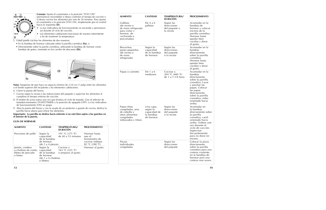 Black & Decker TRO620 manual Temperatura, Guía DE Hornear 