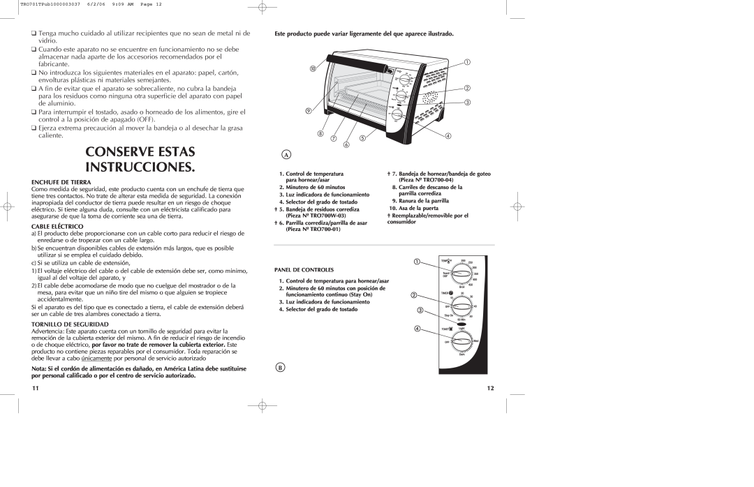 Black & Decker TRO700b manual Conserve Estas Instrucciones, Tornillo De Seguridad 
