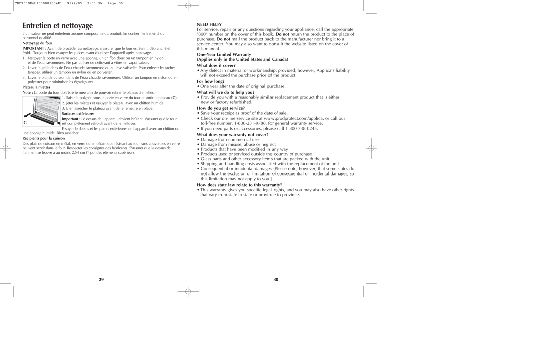 Black & Decker TRO700b manual Entretien et nettoyage, Need Help?, One-YearLimited Warranty, For how long? 