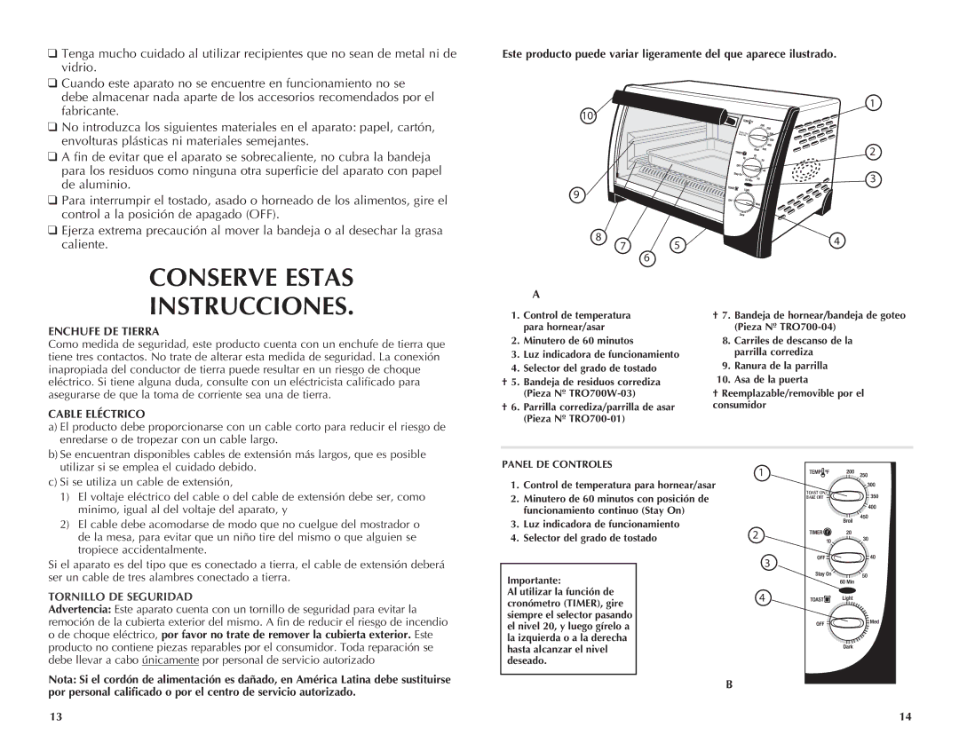 Black & Decker TRO701T, TRO700W manual Enchufe DE Tierra, Cable Eléctrico 