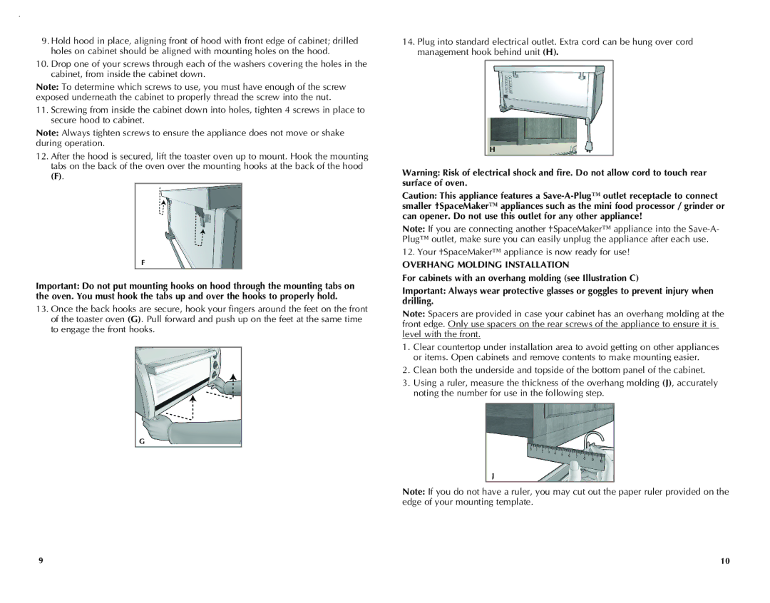 Black & Decker TROS1000Q manual Overhang Molding Installation 