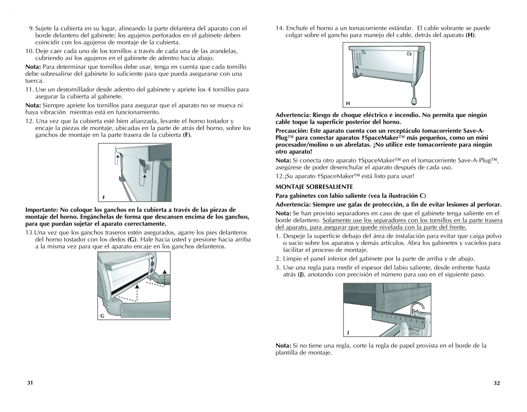 Black & Decker TROS1000Q manual Montaje Sobresaliente 