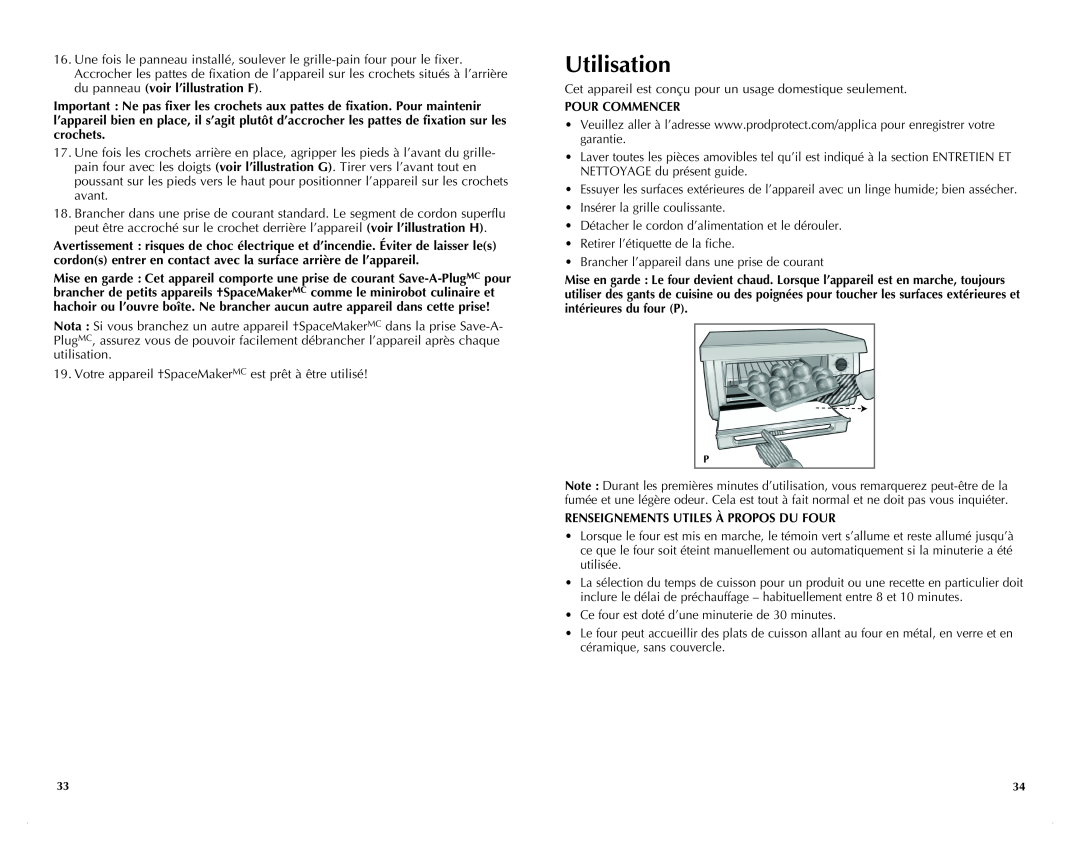 Black & Decker TROSOS1500C manual Utilisation, Pour Commencer, Renseignements Utiles À Propos Du Four 