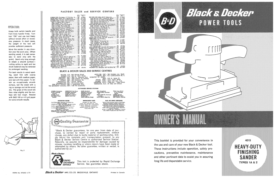 Black & Decker 4015, Type 1A manual 