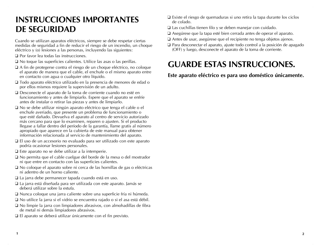 Black & Decker UCM200WG manual Guarde Estas Instrucciones 