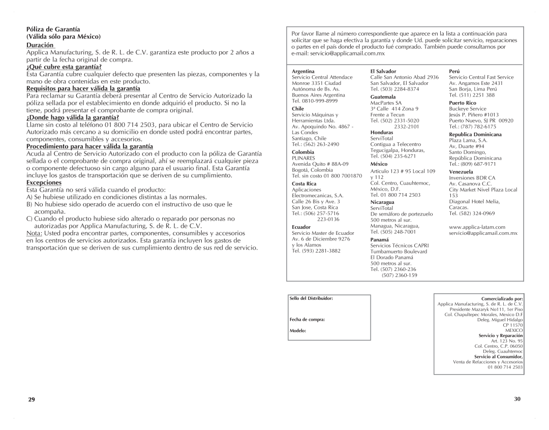 Black & Decker UCM200WG manual Duración, ¿Qué cubre esta garantía?, Requisitos para hacer válida la garantía, Excepciones 