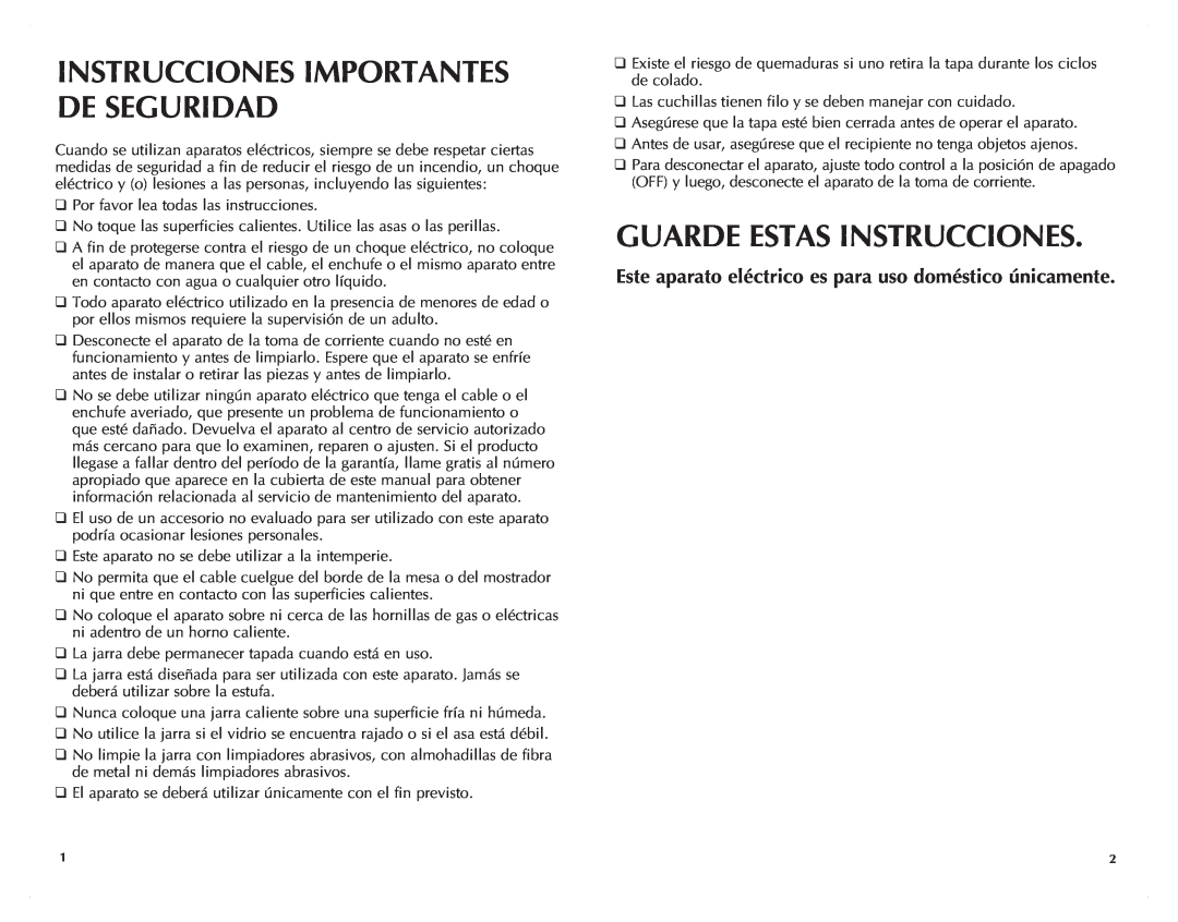 Black & Decker UCM200WG manual Guarde Estas Instrucciones, Instrucciones Importantes De Seguridad 