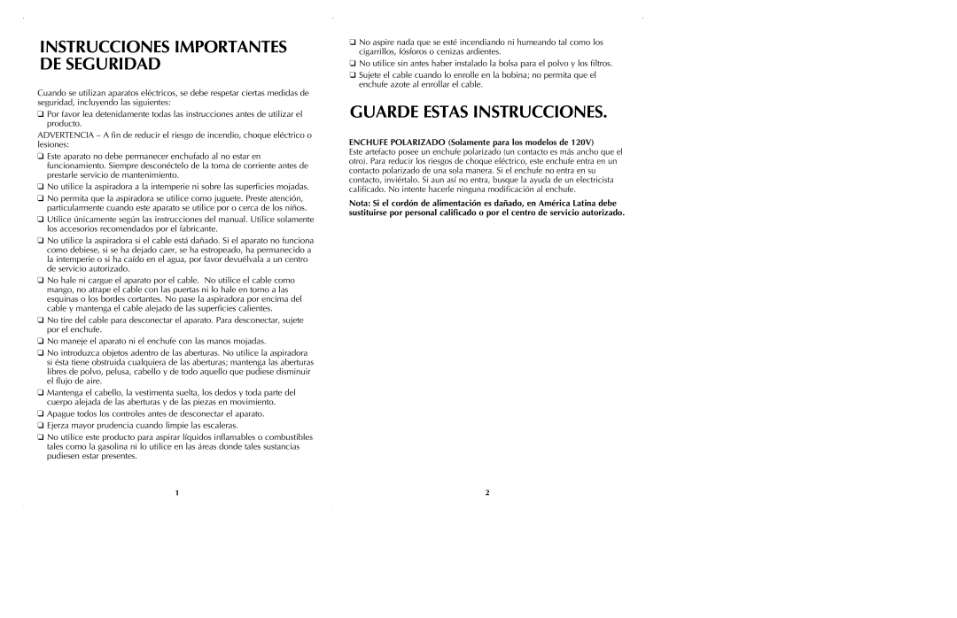 Black & Decker VC3200 manual Guarde Estas Instrucciones 