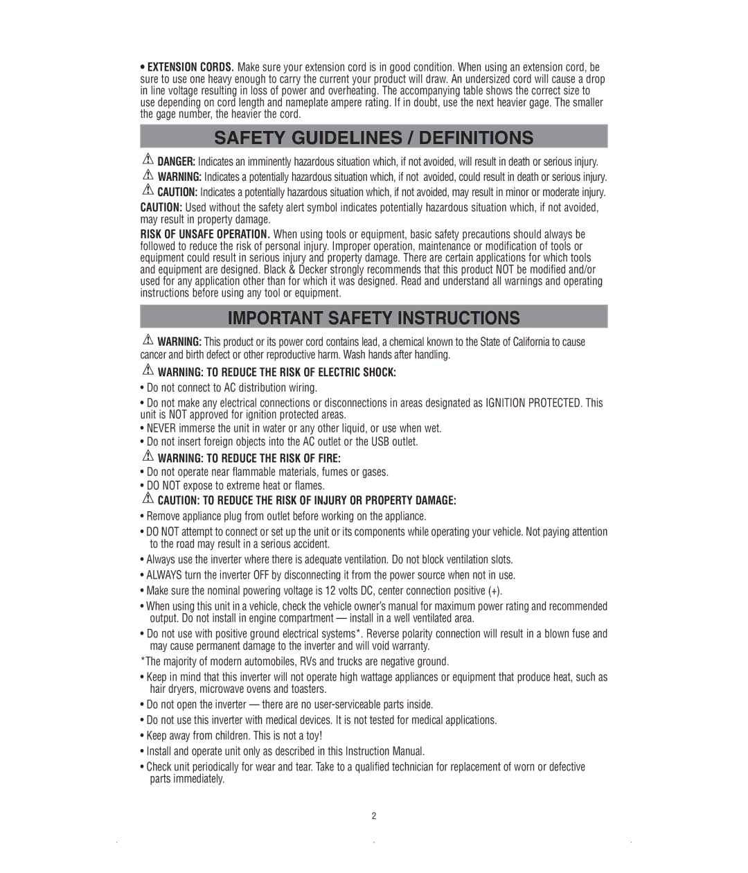 Black & Decker VEC054D instruction manual Safety Guidelines / Definitions 