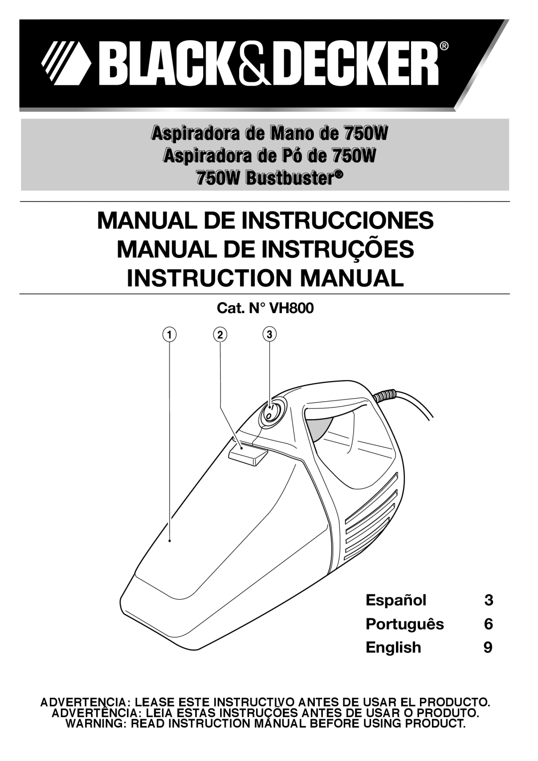 Black & Decker 188214-00, VH800 instruction manual Manual DE Instrucciones 