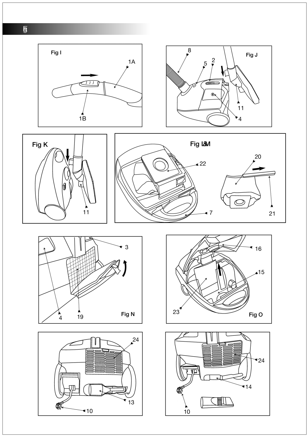 Black & Decker VM1430 manual Fig K Fig L & M 