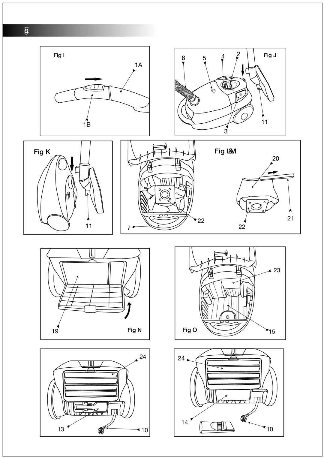 Black & Decker VM1630 manual Fig K Fig L & M 