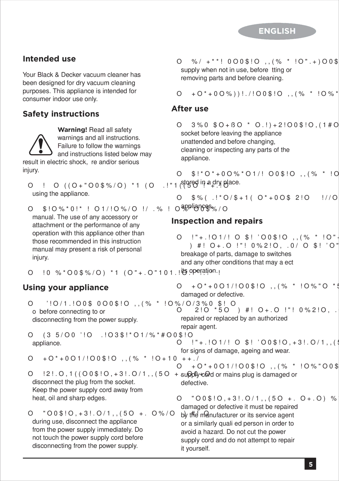 Black & Decker VM1650 manual Intended use, Safety instructions, Using your appliance, After use, Inspection and repairs 