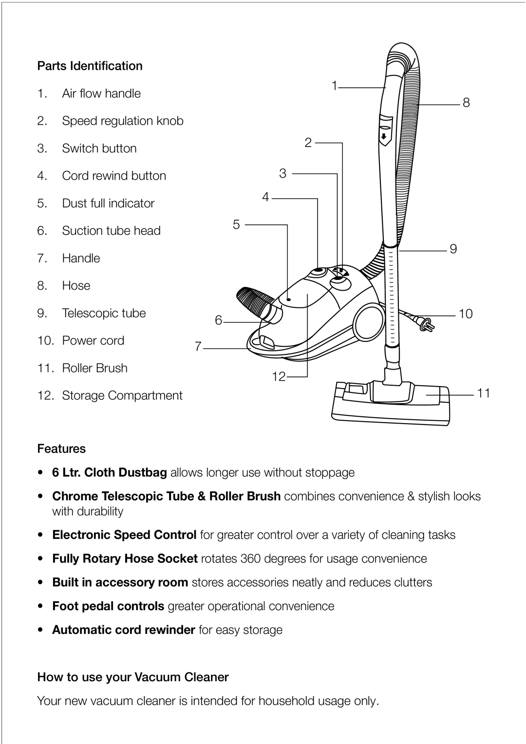 Black & Decker VM610 manual Automatic cord rewinder for easy storage 