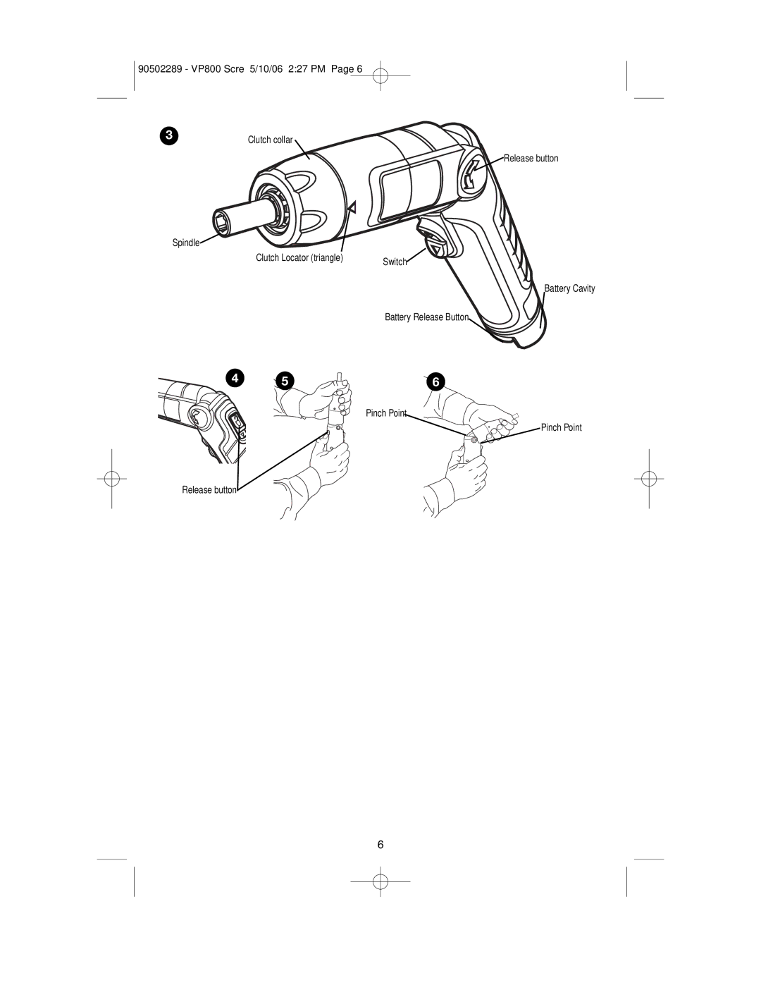 Black & Decker VP800 instruction manual Pinch Point 