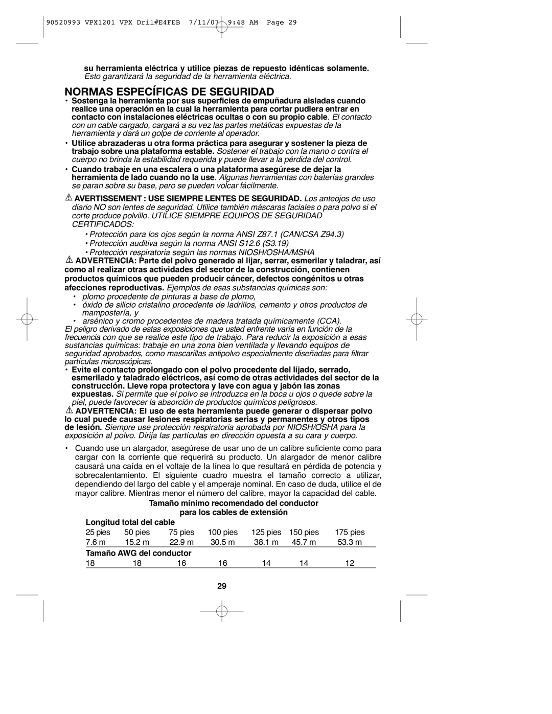 Black & Decker VPX1201 instruction manual Normas Específicas DE Seguridad 