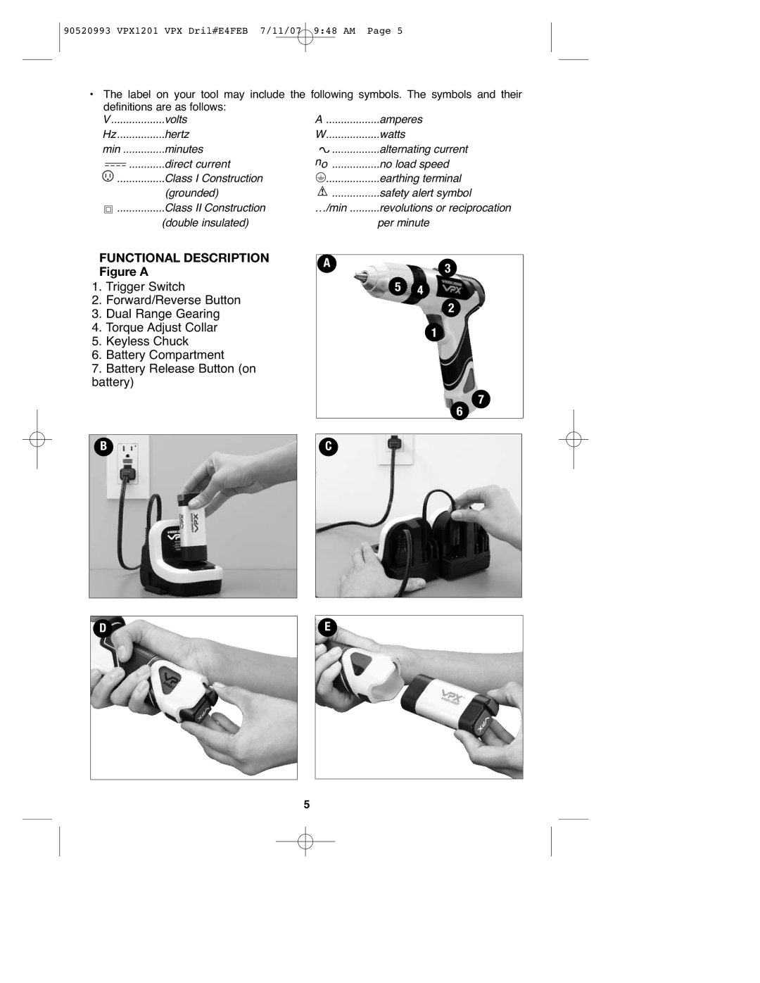 Black & Decker VPX1201 instruction manual Functional Description Figure a 