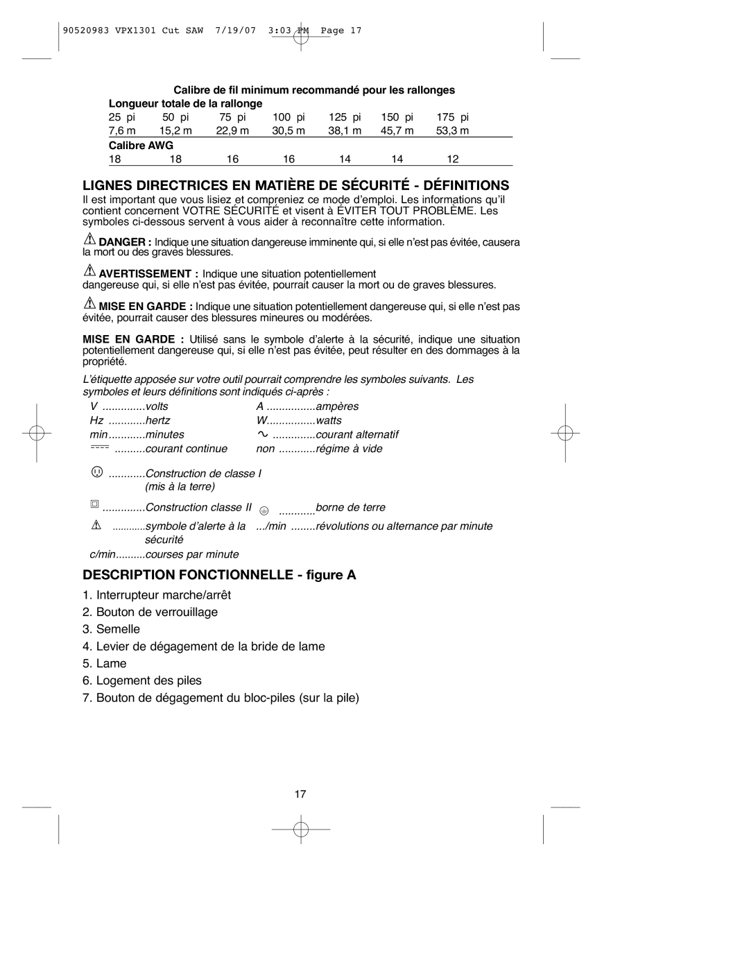 Black & Decker 90520983, VPX1301 instruction manual Lignes Directrices EN Matière DE Sécurité Définitions 