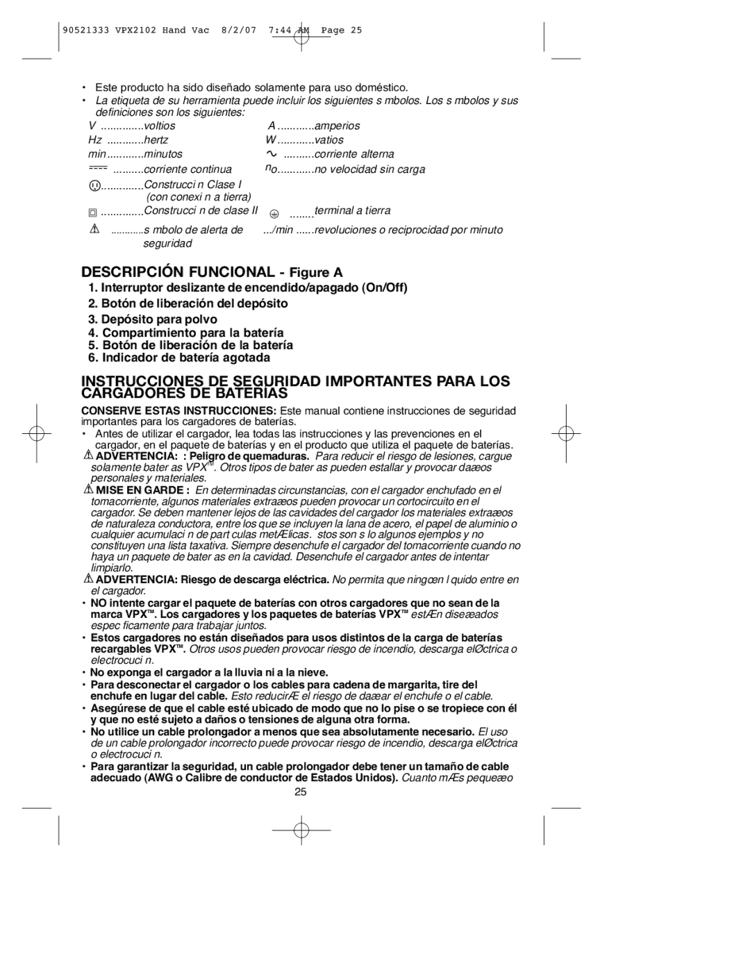 Black & Decker 90521333, VPX2102 instruction manual Descripción Funcional Figure a 