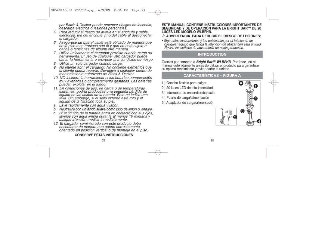 Black & Decker WLBFHB instruction manual Características Figura a, Conserve Estas Instrucciones 