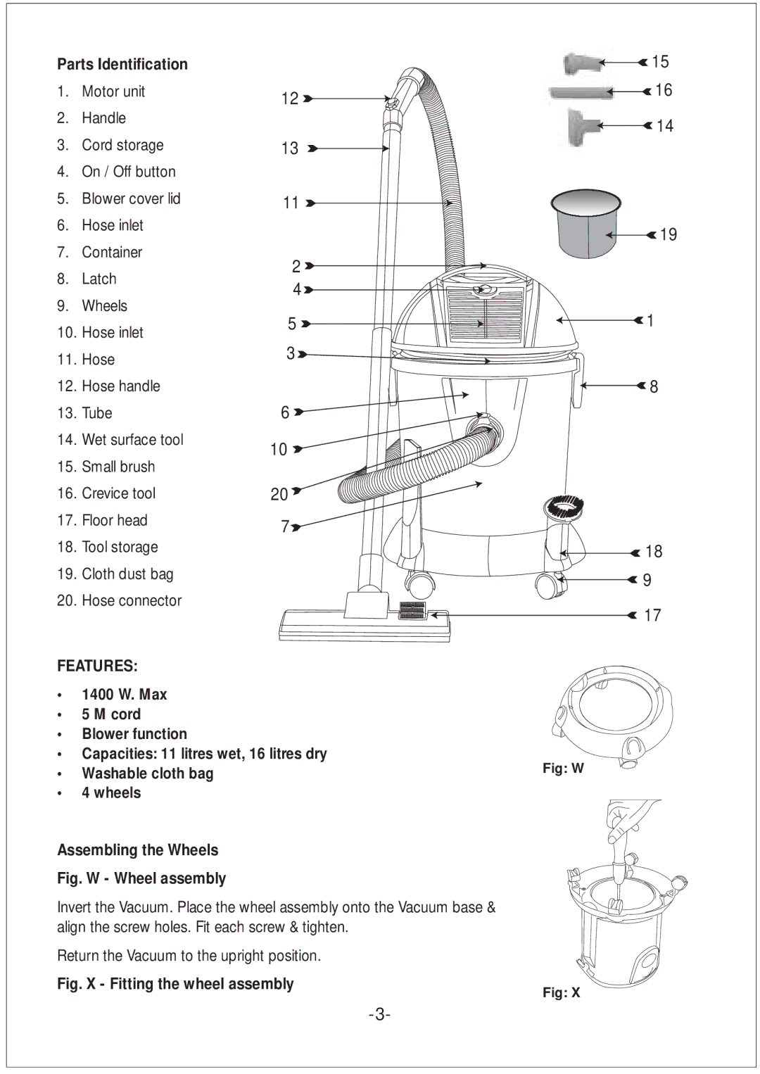 Black & Decker WV1400 manual Features 