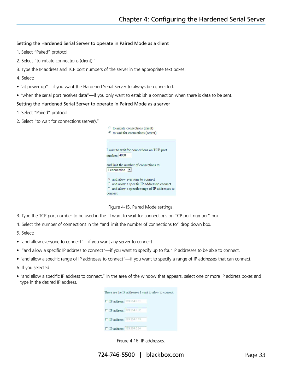 Black Box LES424A, LES422A, LES421A, 1-, 2-, and 4-Port Hardened Serial Servers manual IP addresses 