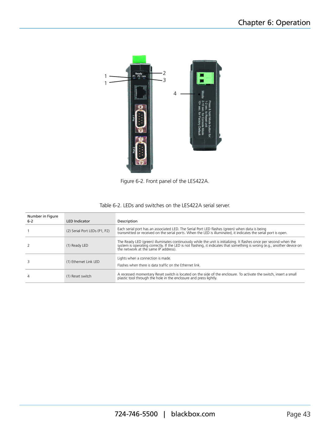 Black Box 1-, 2-, and 4-Port Hardened Serial Servers, LES422A, LES424A, LES421A manual Network at the same IP address 