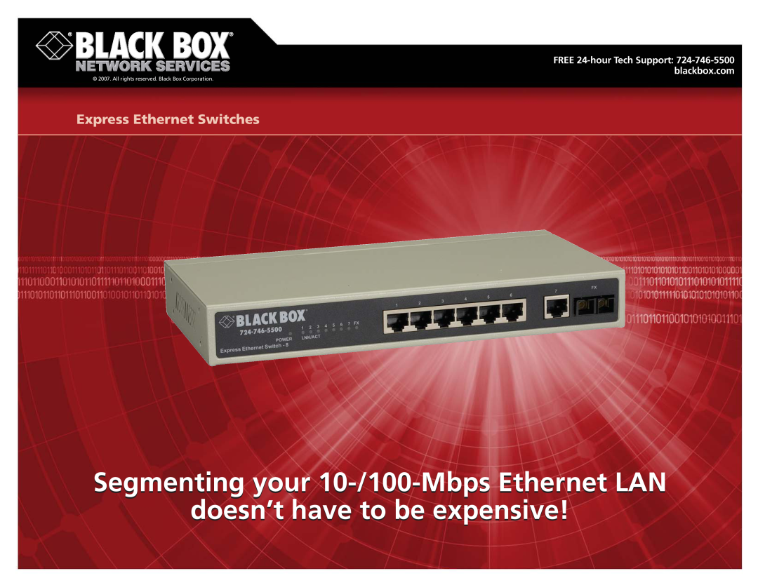 Black Box manual Segmenting your 10-/100-MbpsEthernet LAN, doesn’t have to be expensive, Express Ethernet Switches 