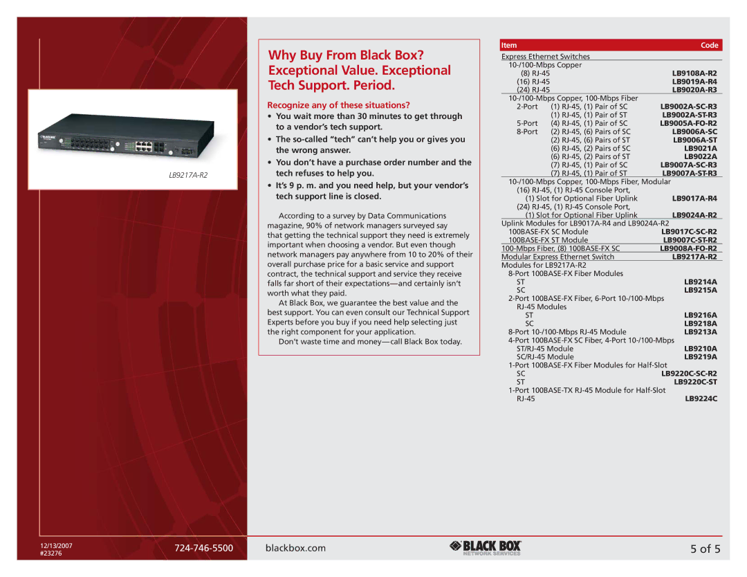 Black Box 10-/100-Mbps manual Recognize any of these situations?, Code 