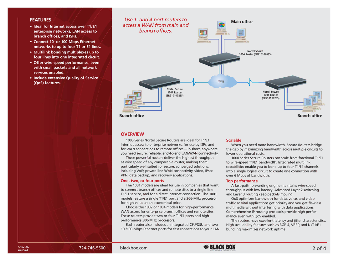 Black Box 1000 Series manual Overview, Scalable, One, two, or four ports, Top performance 