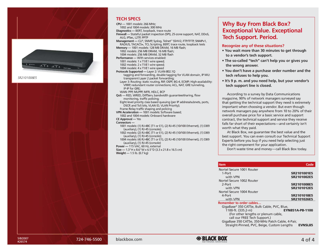 Black Box 1000 Series manual Tech Specs, Recognize any of these situations? 