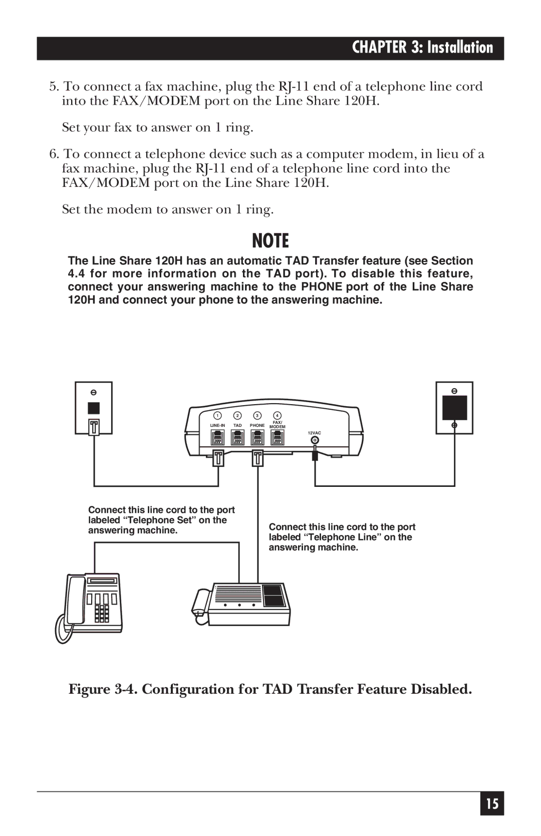 Black Box 120H manual Configuration for TAD Transfer Feature Disabled 