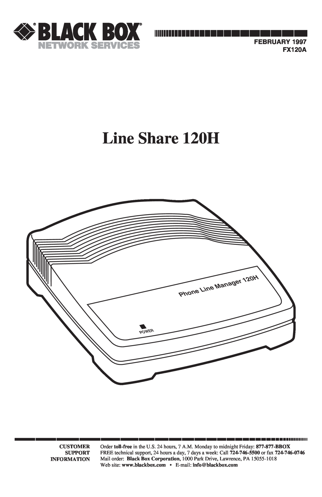 Black Box manual Line Share 120H, FEBRUARY FX120A 