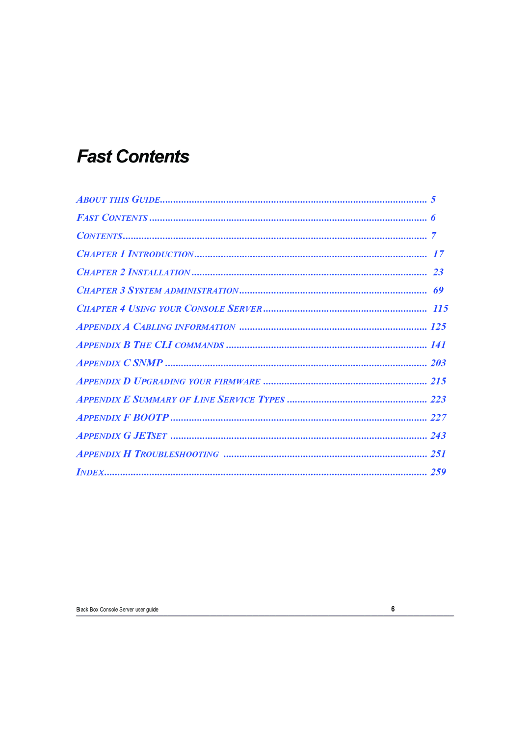 Black Box 24 port, 16 port manual Fast Contents 