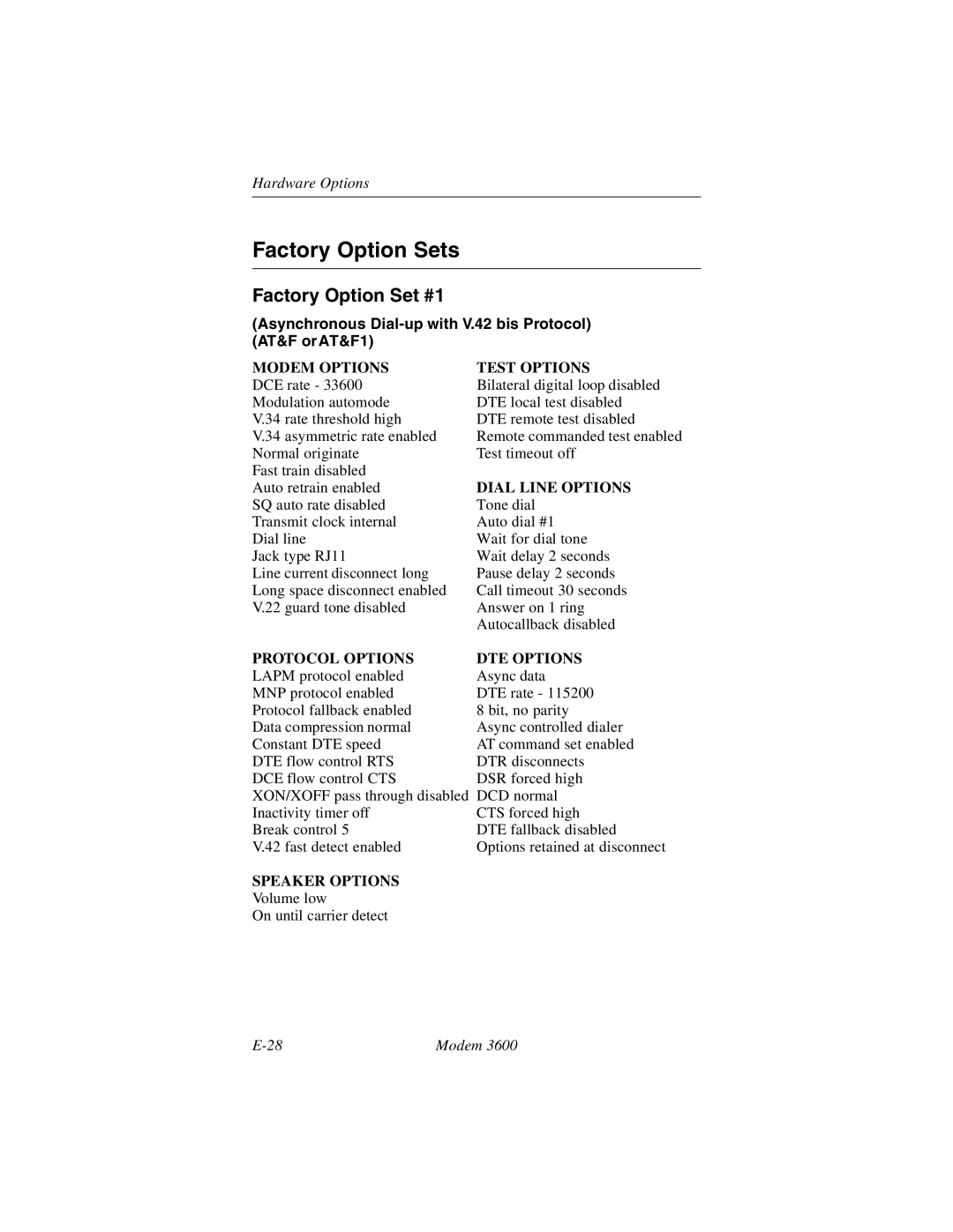 Black Box Asynchronous Dial-up with V.42 bis Protocol AT&F or AT&F1, Modem Options DCE rate 33600 Modulation automode 