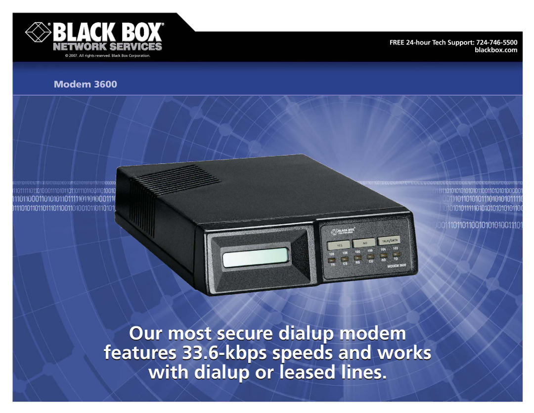 Black Box 3600 manual Modem 