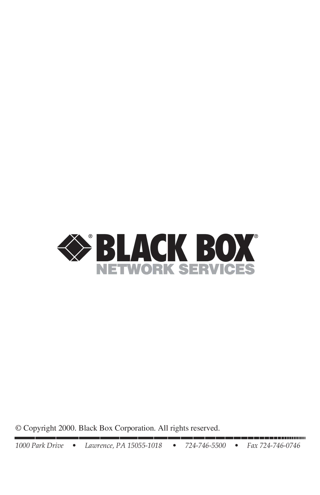 Black Box 39005, 39004 manual Copyright 2000. Black Box Corporation. All rights reserved 