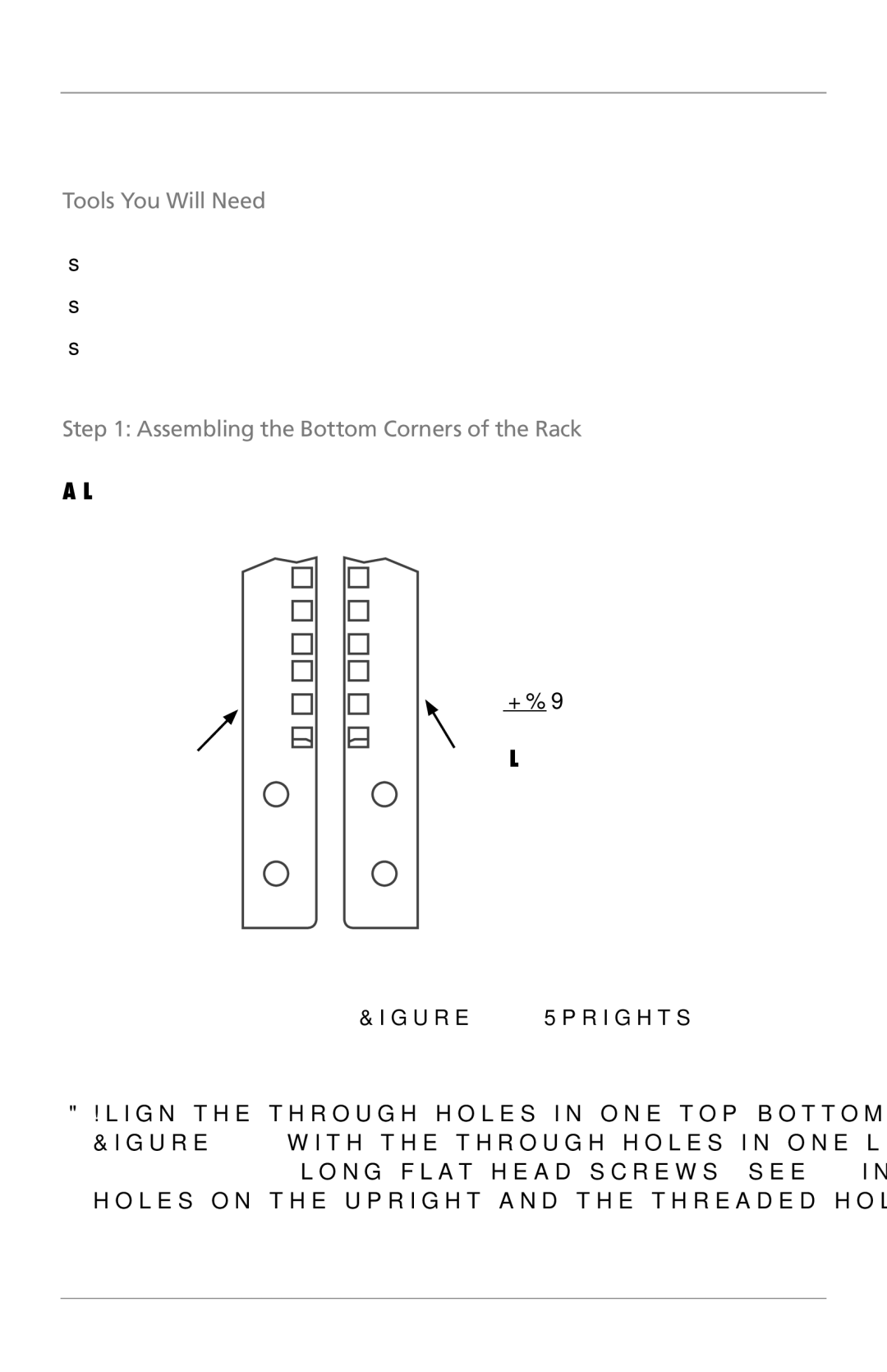 Black Box 42U, 51U, 37U, 22U, 15U Assembly Instructions Tools You Will Need, Assembling the Bottom Corners of the Rack 