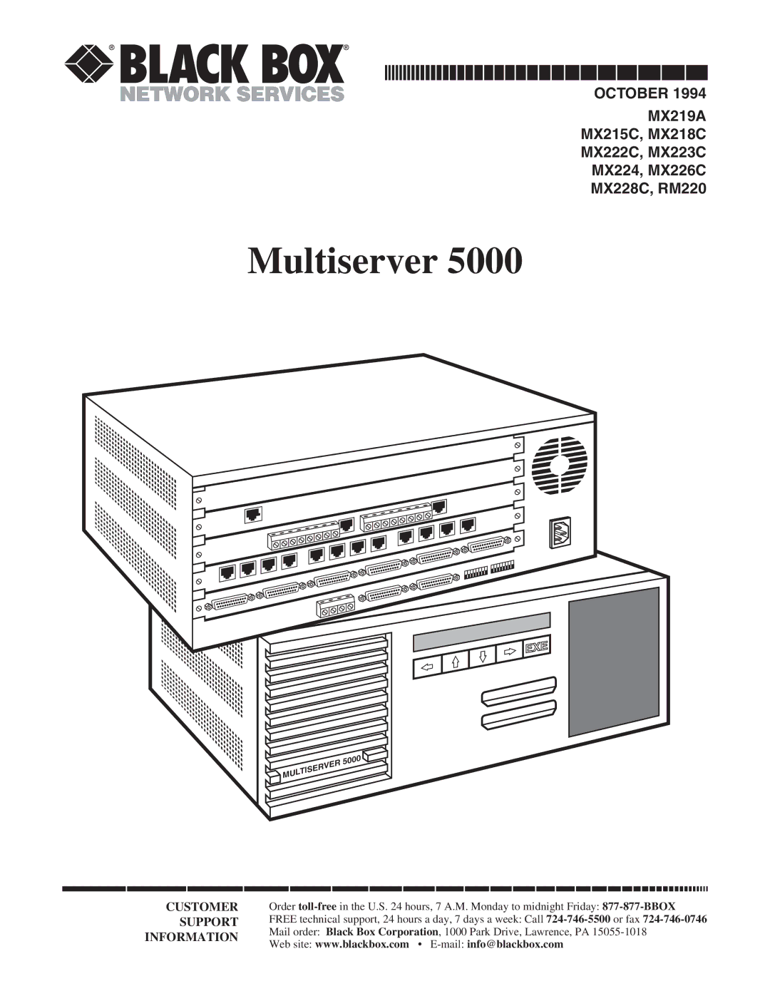 Black Box 5000 manual Multiserver 