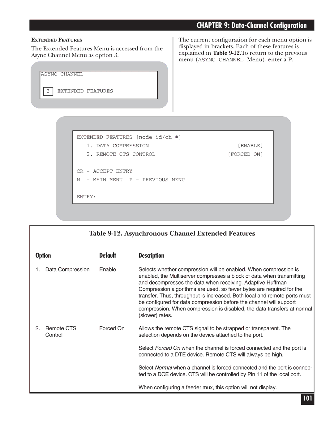 Black Box 5000 manual Asynchronous Channel Extended Features 