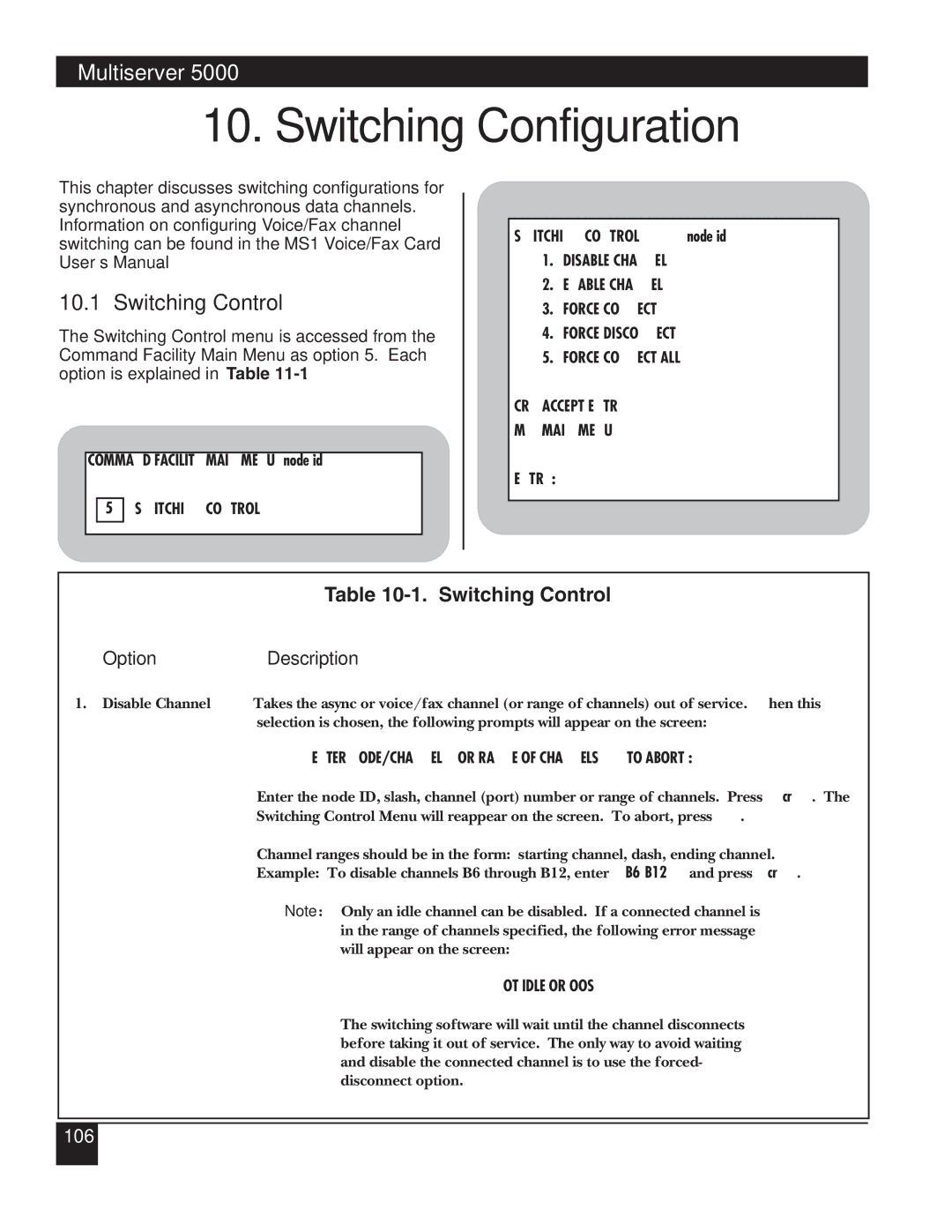 Black Box 5000 manual Switching Configuration, Switching Control 